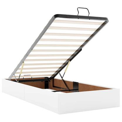 Pouf Letto con Materassi e LED Bianco Puro 160x200cm Similpelle