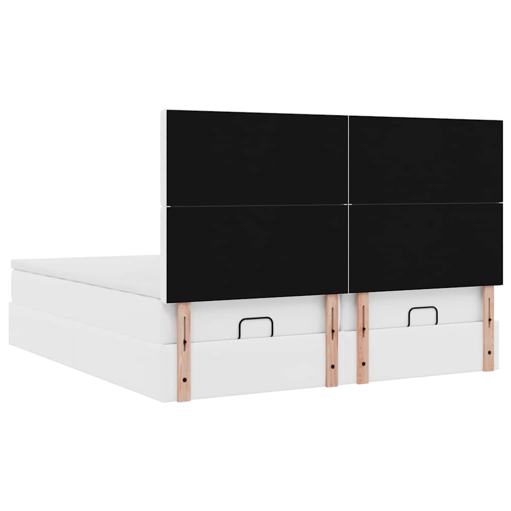 Pouf Letto con Materassi e LED Bianco Puro 180x200cm Similpelle