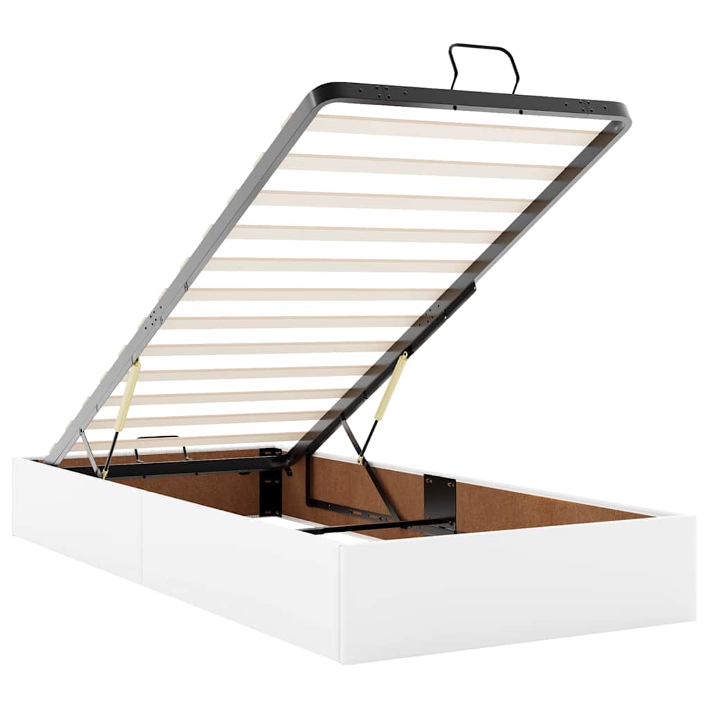 Pouf Letto con Materassi e LED Bianco Puro 180x200cm Similpelle