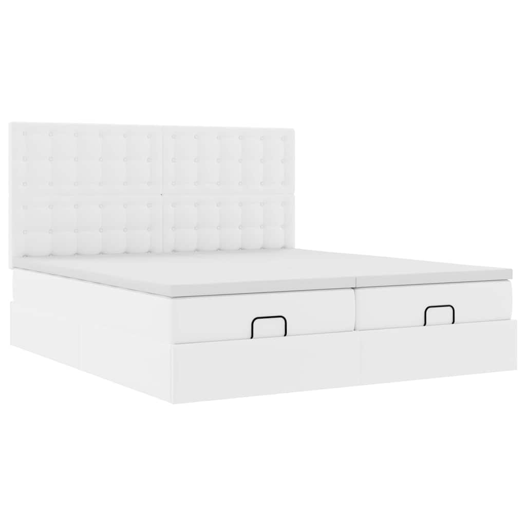 Struttura Letto Pouf con Materassi 200x200 cm Similpelle | homemem39
