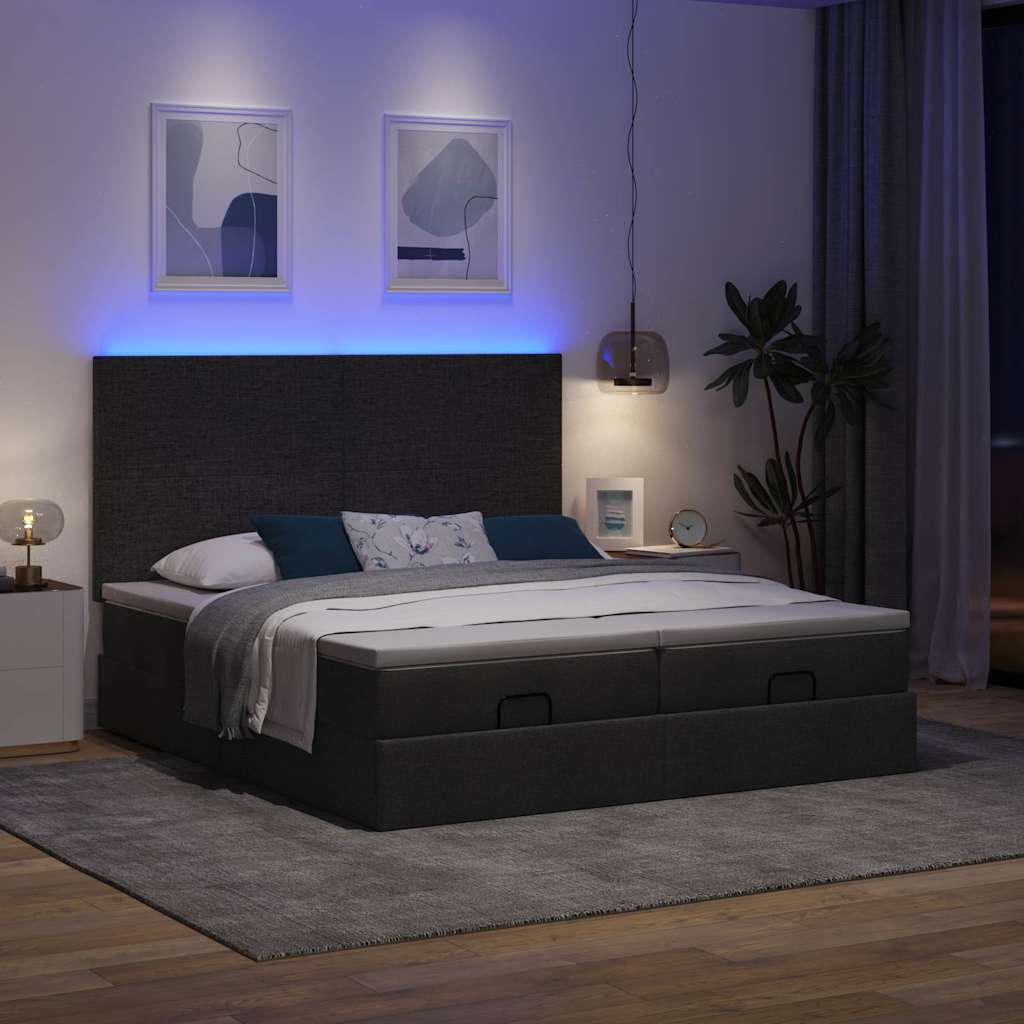 Struttura Letto Pouf con Materassi Nero 160x200 cm in Tessuto | homemem39