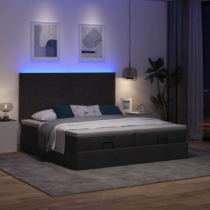 Struttura Letto Pouf con Materassi Nero 160x200 cm in Tessuto | homemem39