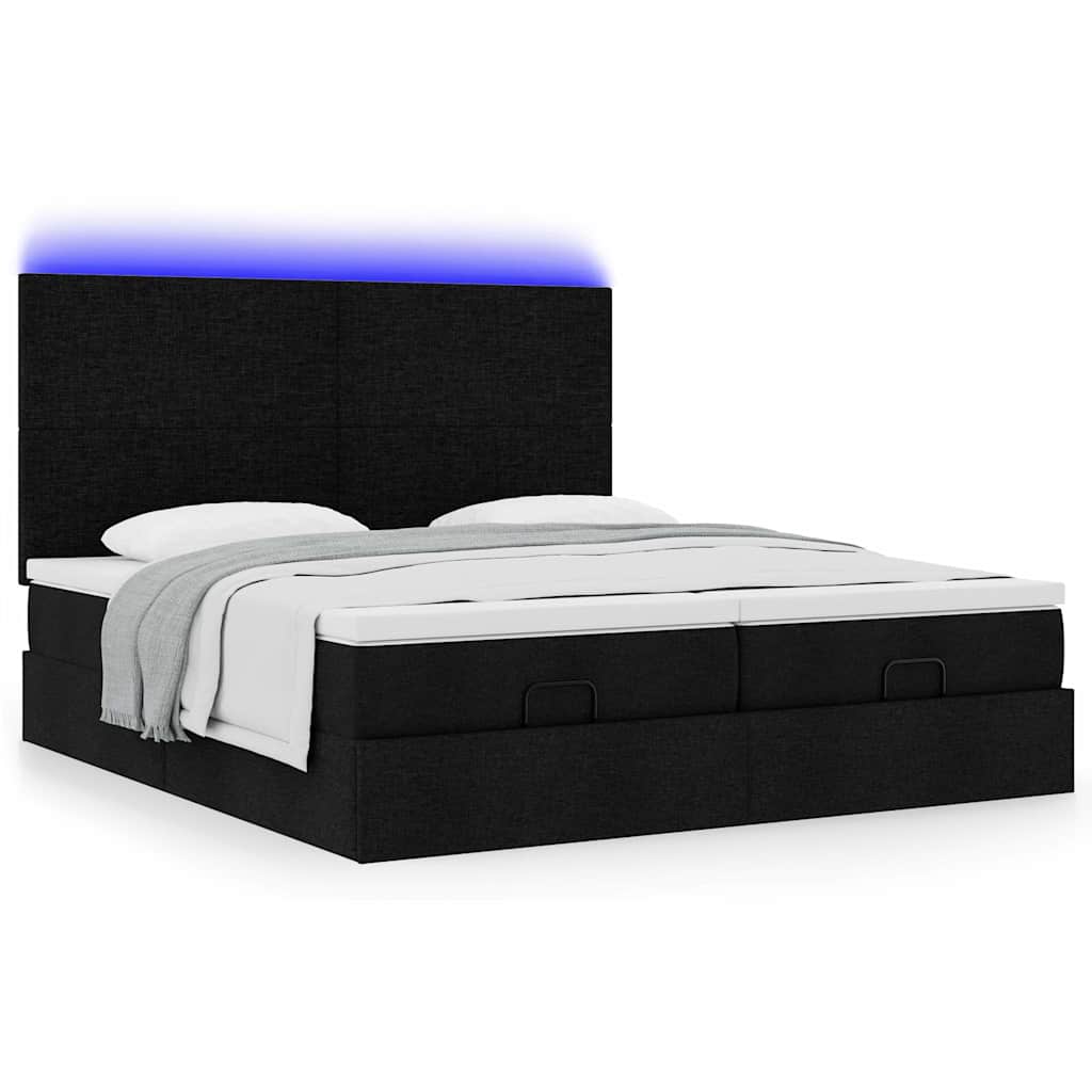 Struttura Letto Pouf con Materassi Nero 160x200 cm in Tessuto | homemem39