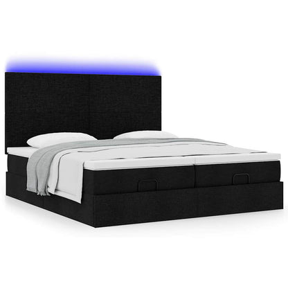 Struttura Letto Pouf con Materassi Nero 160x200 cm in Tessuto | homemem39