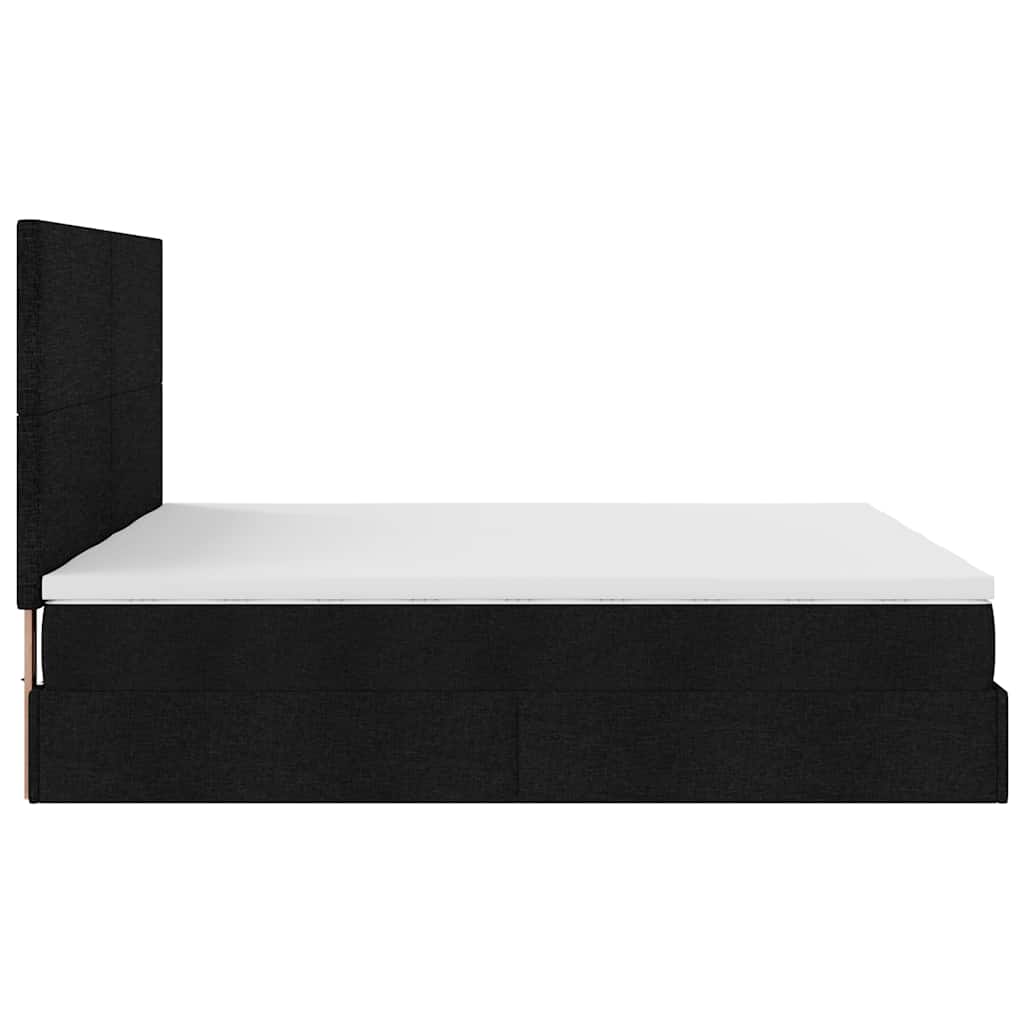 Struttura Letto Pouf con Materassi Nero 160x200 cm in Tessuto | homemem39