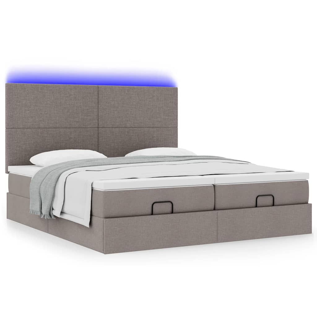 Struttura Letto Pouf con Materassi Tortora 180x200cm in Tessuto | homemem39
