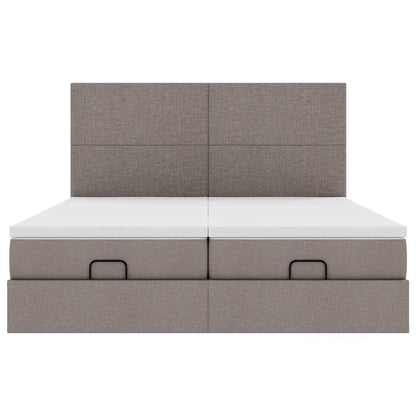 Struttura Letto Pouf con Materassi Tortora 180x200cm in Tessuto | homemem39