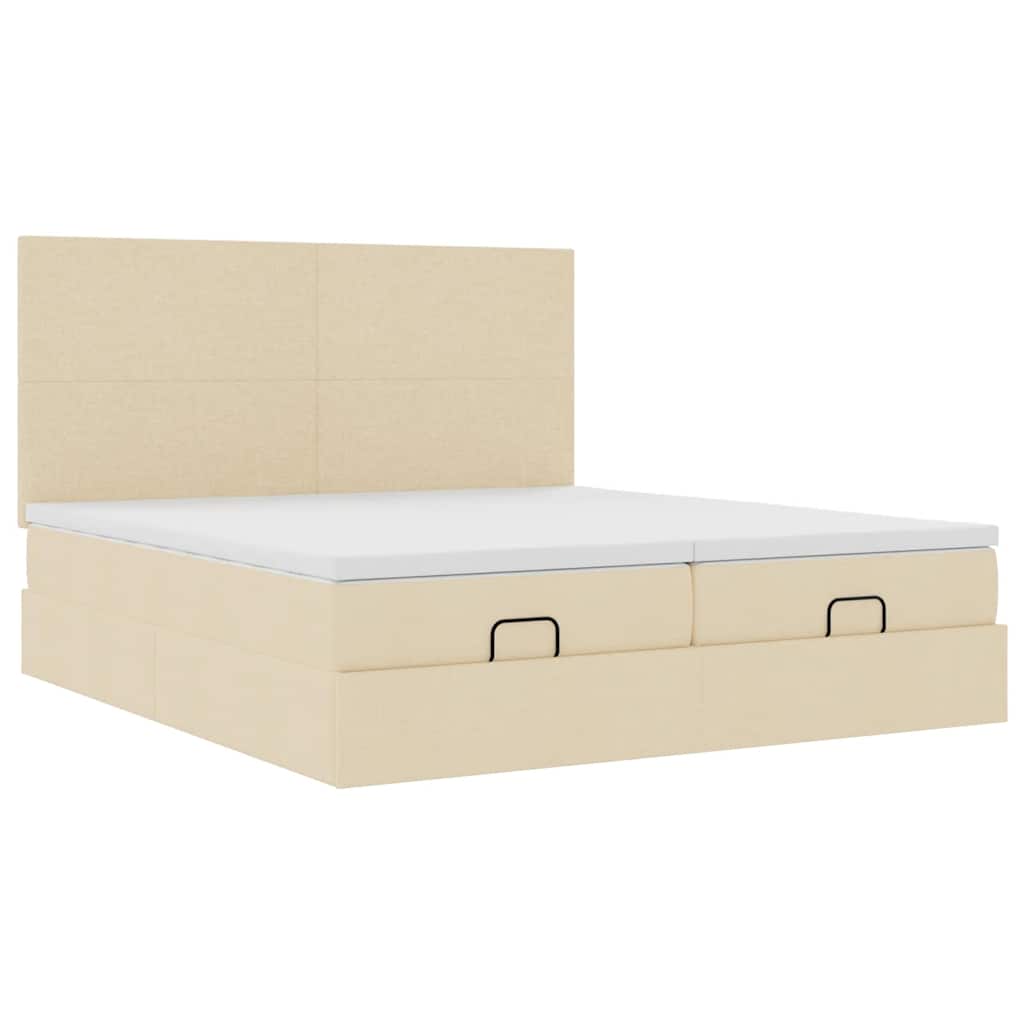 Struttura Letto Pouf con Materassi Crema 180x200 cm in Tessuto | homemem39
