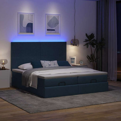 Struttura Letto Pouf con Materassi Blu 180x200cm in Tessuto | homemem39