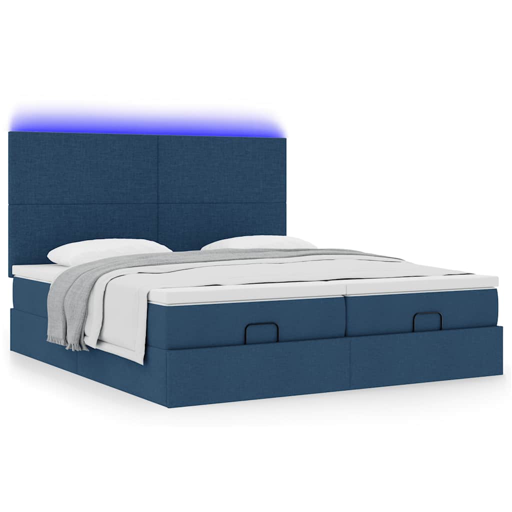 Struttura Letto Pouf con Materassi Blu 180x200cm in Tessuto | homemem39