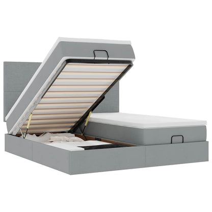 Struttura Letto Pouf con Materassi 200x200 cm in Tessuto - homemem39