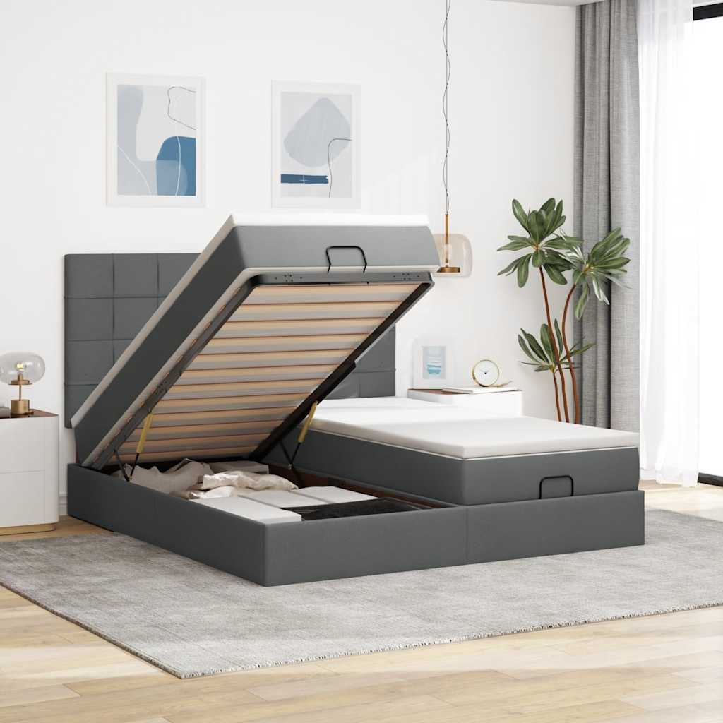 Struttura Letto Pouf con Materassi 160x200 cm in Tessuto