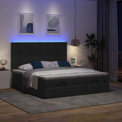 Struttura Letto Pouf con Materassi Nero 160x200 cm in Tessuto | homemem39