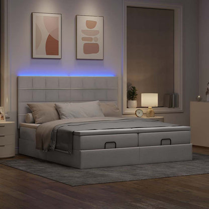 Struttura Letto Pouf con Materassi Tortora 160x200cm in Tessuto | homemem39