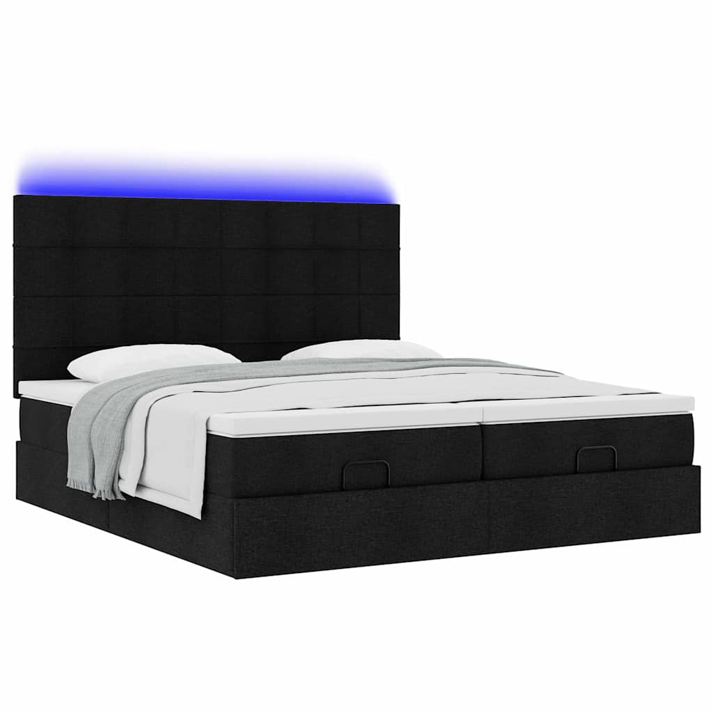Struttura Letto Pouf con Materassi Nero 180x200 cm in Tessuto | homemem39