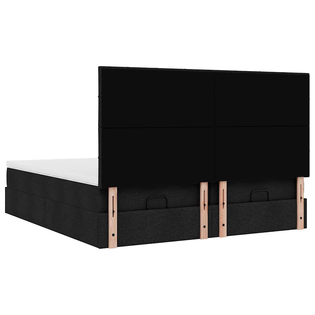 Struttura Letto Pouf con Materassi Nero 180x200 cm in Tessuto | homemem39