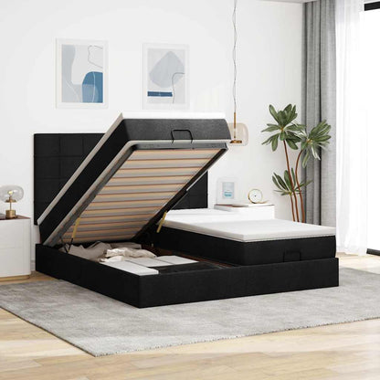 Struttura Letto Pouf con Materassi Nero 180x200 cm in Tessuto | homemem39