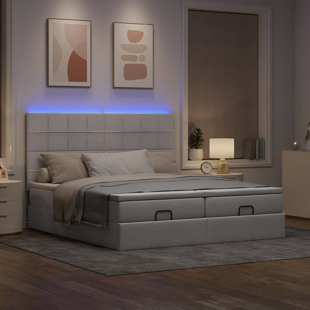 Struttura Letto Pouf con Materassi Tortora 180x200cm in Tessuto | homemem39