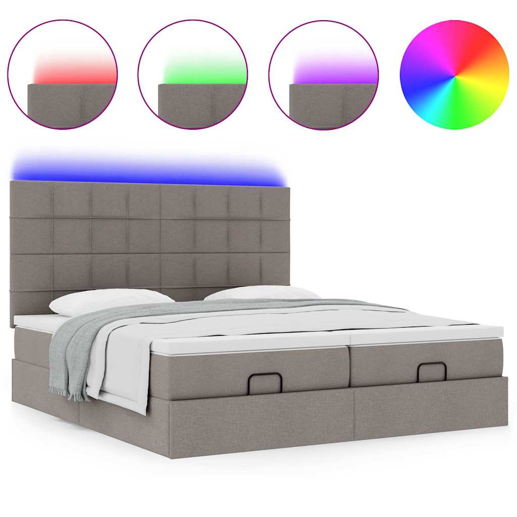 Struttura Letto Pouf con Materassi Tortora 180x200cm in Tessuto | homemem39