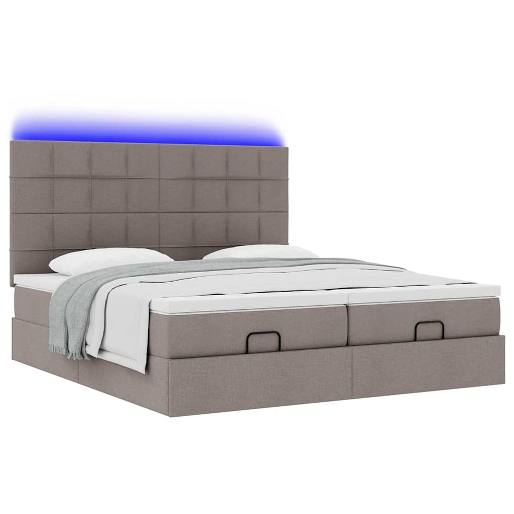 Struttura Letto Pouf con Materassi Tortora 180x200cm in Tessuto | homemem39