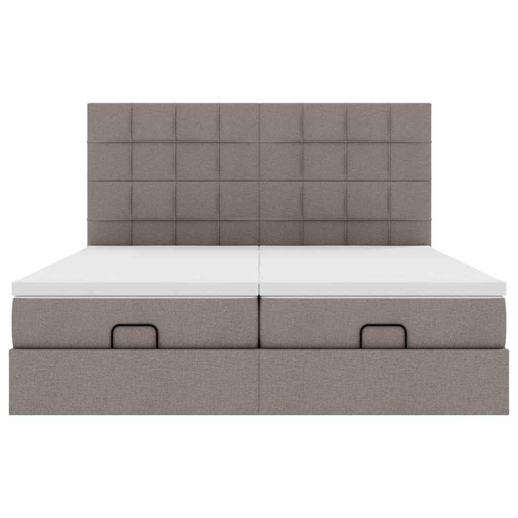 Struttura Letto Pouf con Materassi Tortora 180x200cm in Tessuto | homemem39