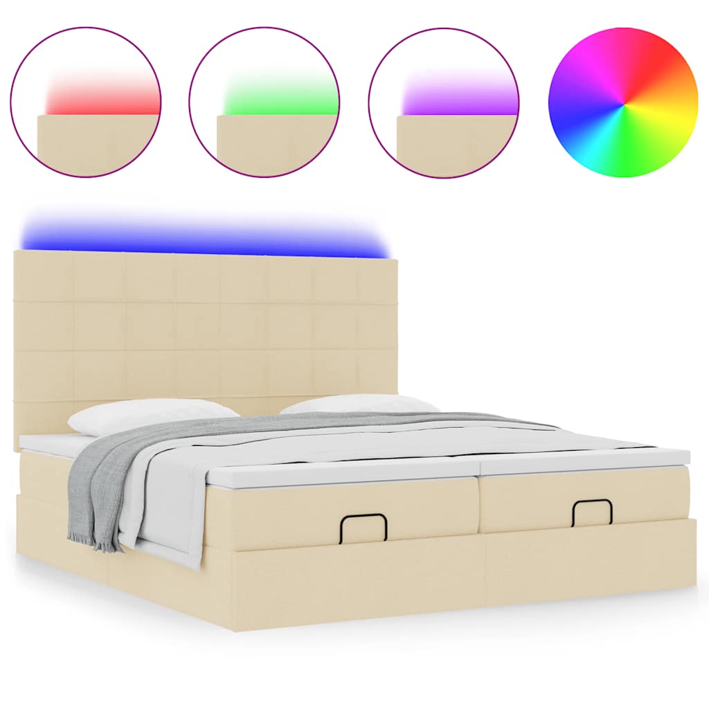 Struttura Letto Pouf con Materassi Crema 180x200 cm in Tessuto | homemem39