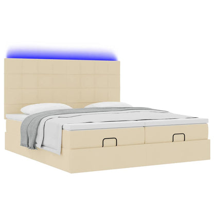 Struttura Letto Pouf con Materassi Crema 180x200 cm in Tessuto | homemem39