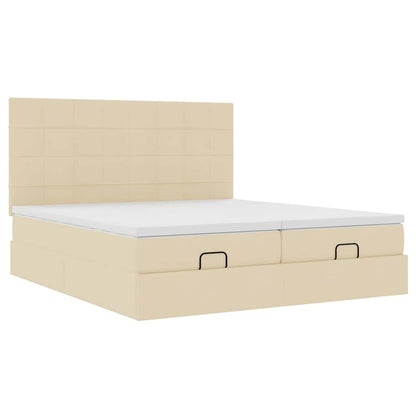 Struttura Letto Pouf con Materassi Crema 180x200 cm in Tessuto | homemem39