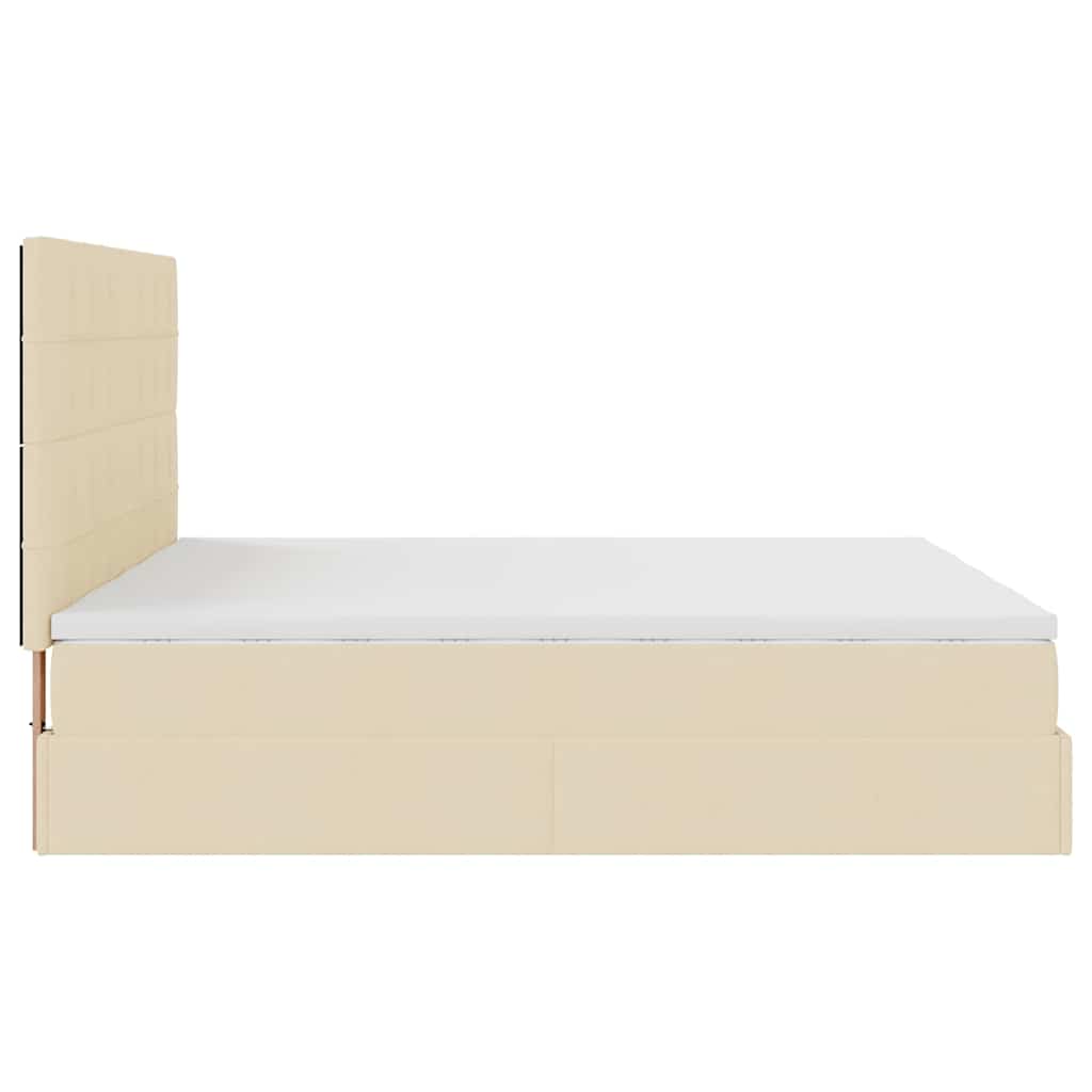 Struttura Letto Pouf con Materassi Crema 180x200 cm in Tessuto | homemem39