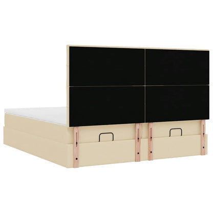 Struttura Letto Pouf con Materassi Crema 180x200 cm in Tessuto | homemem39