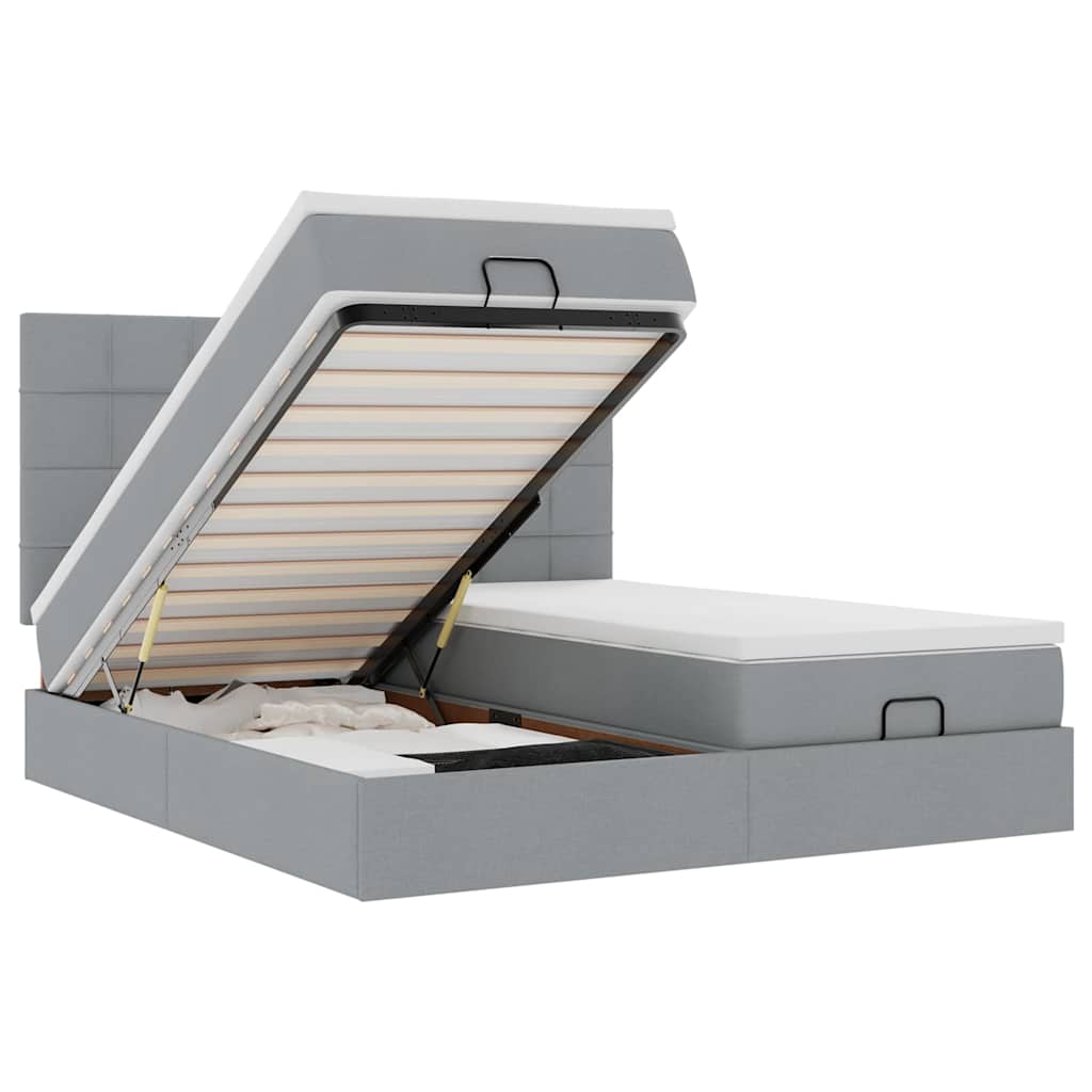 Struttura Letto Pouf con Materassi 200x200 cm in Tessuto - homemem39