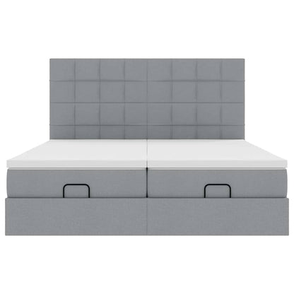 Struttura Letto Pouf con Materassi 200x200 cm in Tessuto - homemem39