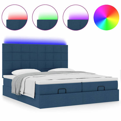 Struttura Letto Pouf con Materassi Blu 200x200 cm in Tessuto | homemem39
