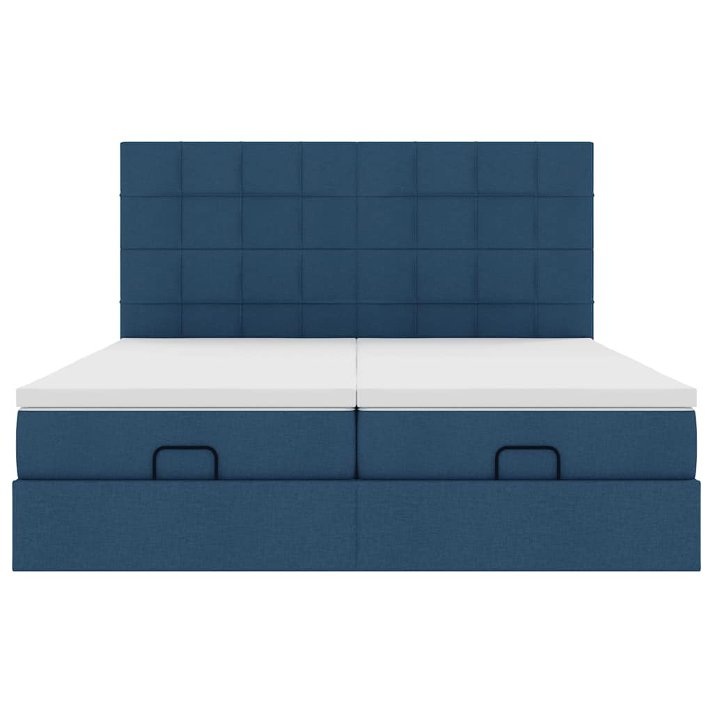 Struttura Letto Pouf con Materassi Blu 200x200 cm in Tessuto | homemem39