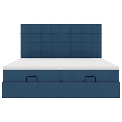 Struttura Letto Pouf con Materassi Blu 200x200 cm in Tessuto | homemem39
