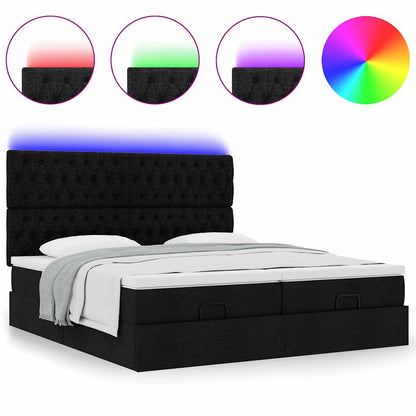 Struttura Letto Pouf con Materassi Nero 160x200 cm in Tessuto | homemem39