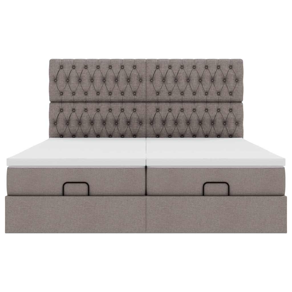 Struttura Letto Pouf con Materassi Tortora 160x200cm in Tessuto | homemem39