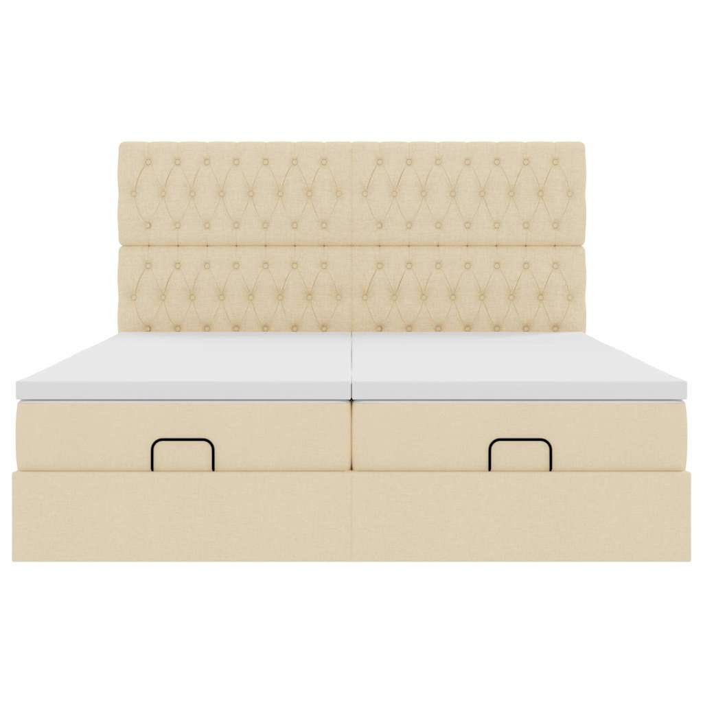 Struttura Letto Pouf con Materassi Crema 180x200 cm in Tessuto | homemem39