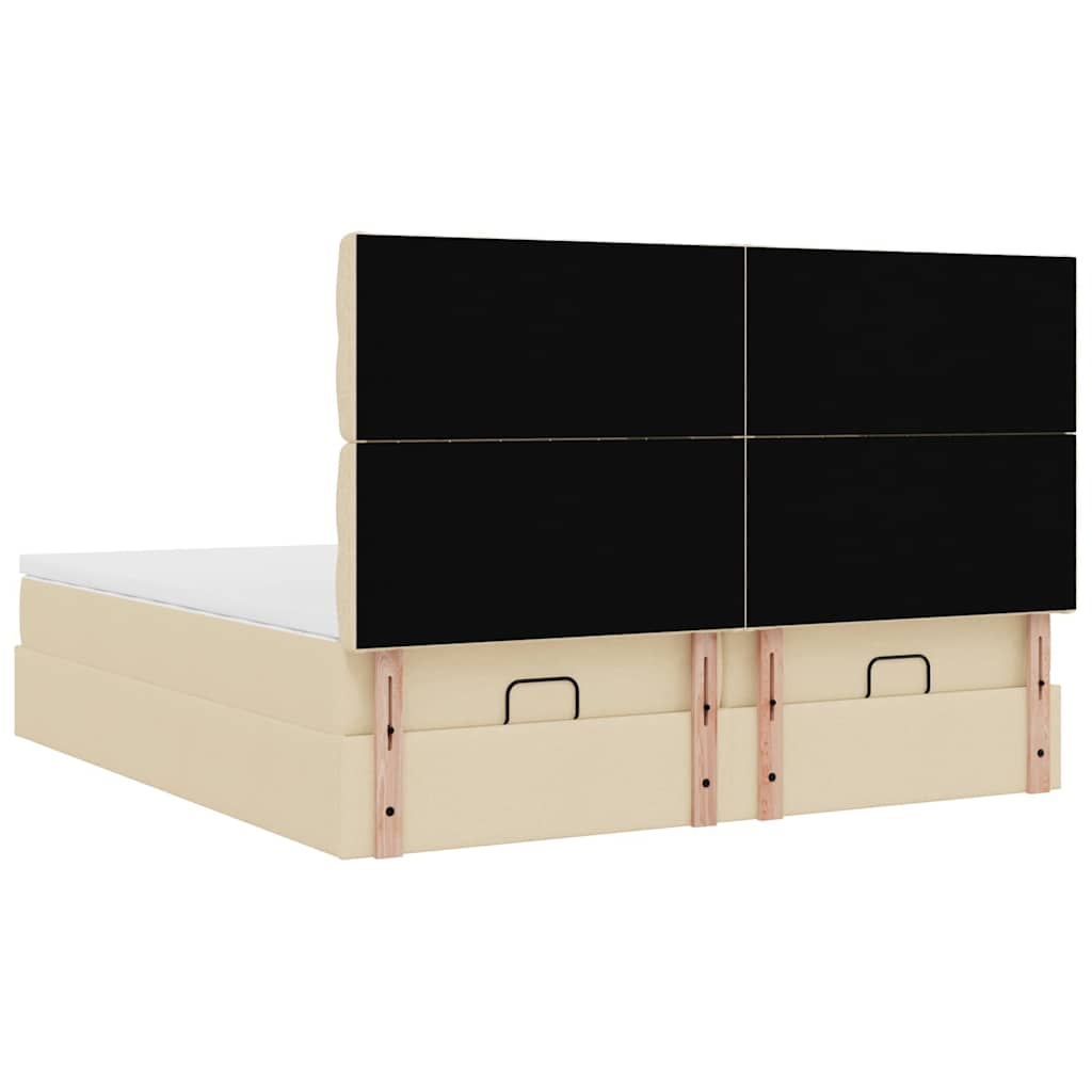 Struttura Letto Pouf con Materassi Crema 180x200 cm in Tessuto | homemem39