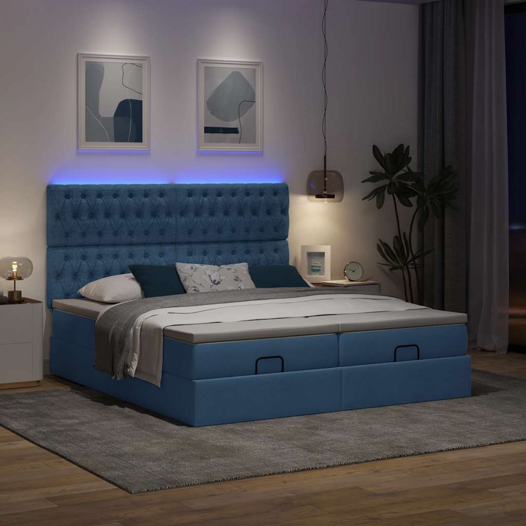 Struttura Letto Pouf con Materassi Blu 180x200cm in Tessuto | homemem39