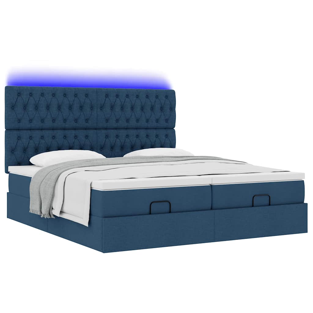 Struttura Letto Pouf con Materassi Blu 180x200cm in Tessuto | homemem39
