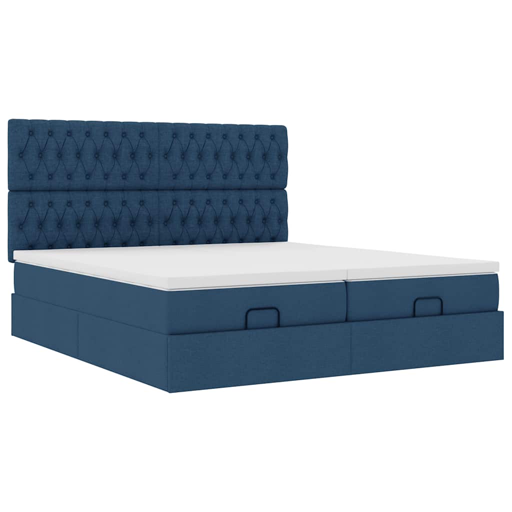 Struttura Letto Pouf con Materassi Blu 180x200cm in Tessuto | homemem39
