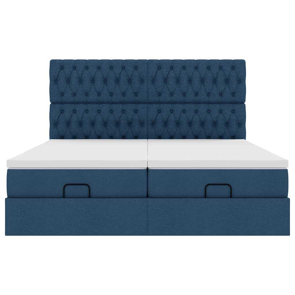 Struttura Letto Pouf con Materassi Blu 180x200cm in Tessuto | homemem39