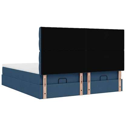 Struttura Letto Pouf con Materassi Blu 180x200cm in Tessuto | homemem39