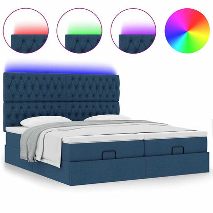 Struttura Letto Pouf con Materassi Blu 200x200 cm in Tessuto | homemem39
