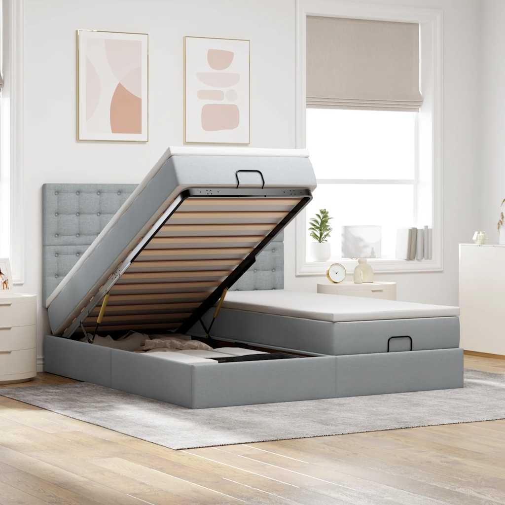 Struttura Letto Pouf con Materassi 160x200 cm in Tessuto