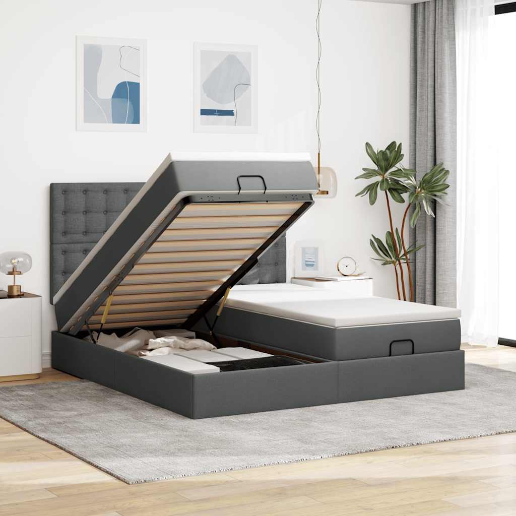 Struttura Letto Pouf con Materassi 160x200 cm in Tessuto | homemem39
