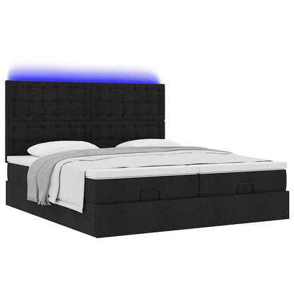 Struttura Letto Pouf con Materassi Nero 160x200 cm in Tessuto | homemem39