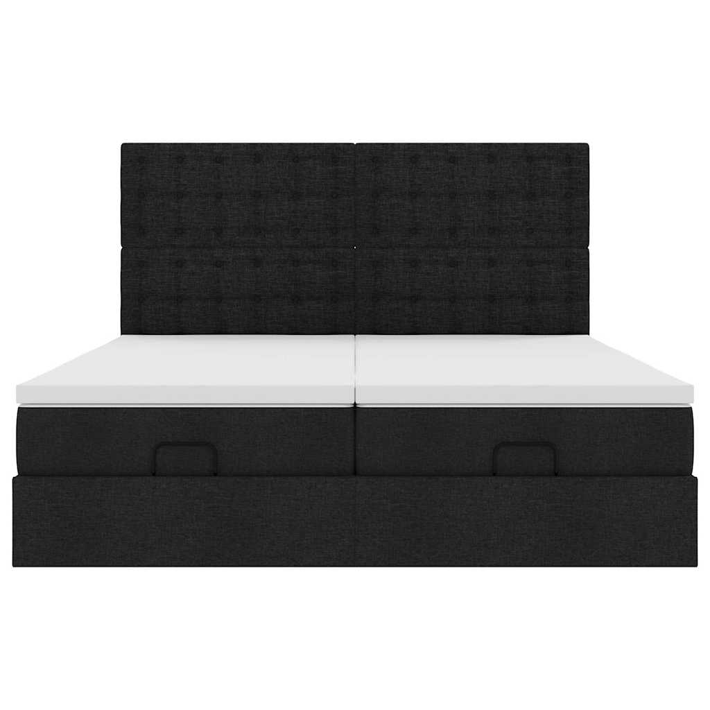 Struttura Letto Pouf con Materassi Nero 160x200 cm in Tessuto | homemem39
