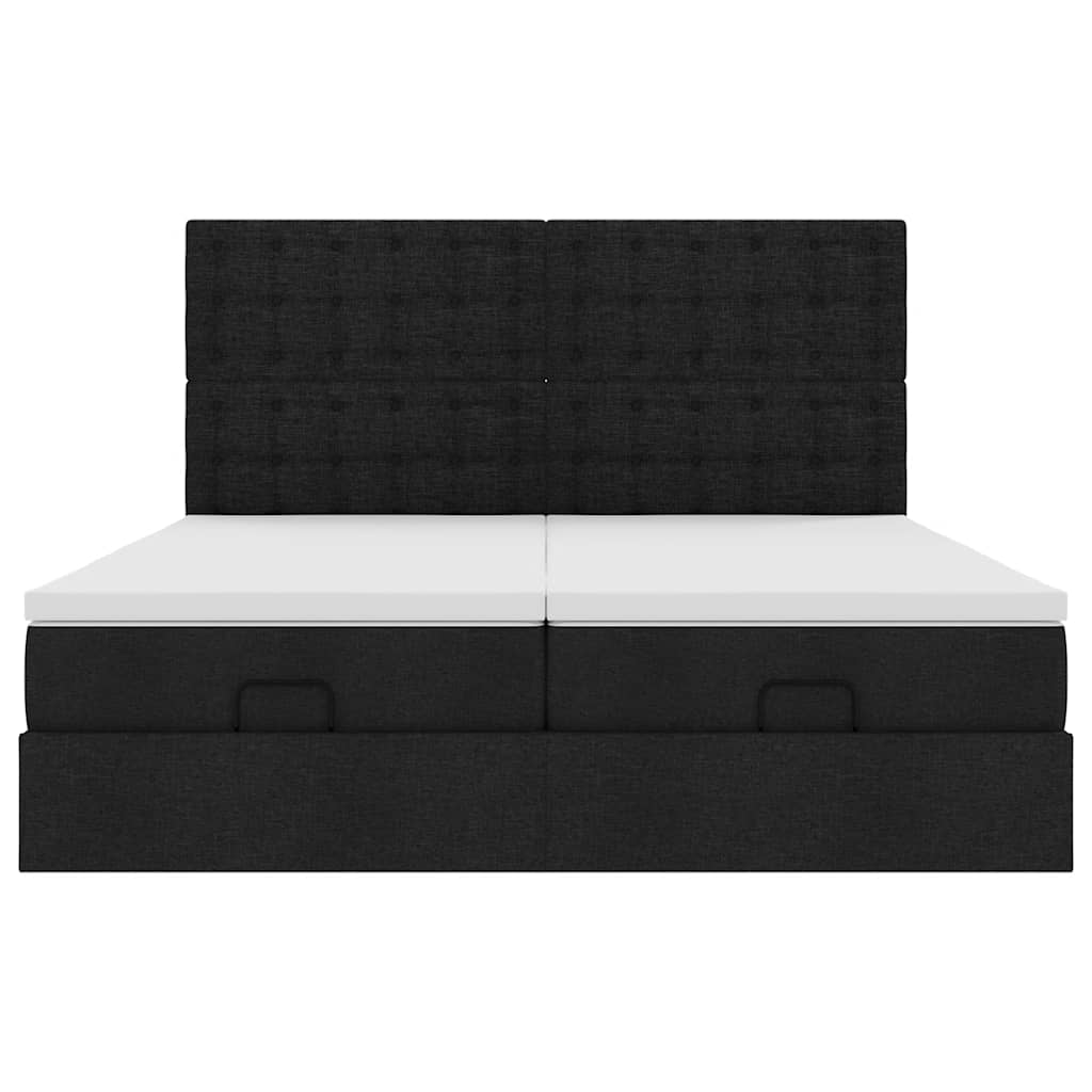 Struttura Letto Pouf con Materassi Nero 180x200 cm in Tessuto | homemem39